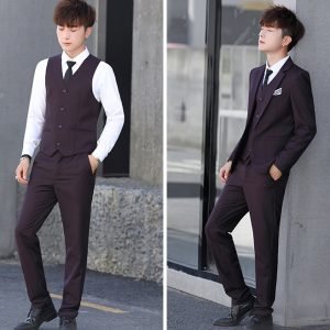 Men’S Three-Piece Korean Style Self-Cultivation Groomsmen Suits Men’S Suits