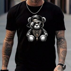 Men’s Round Neck T-Shirt With Bear Print