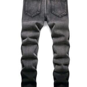 Men Casual Slim Fit Jeans With Patchwork And Distressed Design